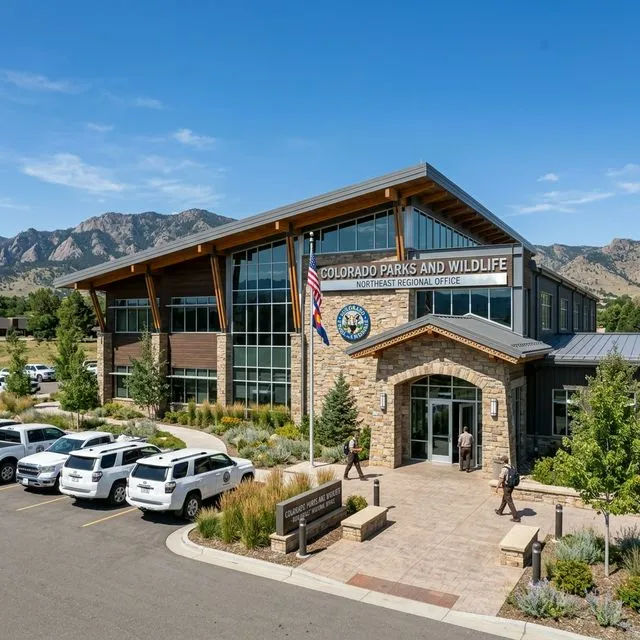 Two men exchanging boat sale paperwork next to a fishing boat on a trailer at a Colorado lakeside with mountain scenery
