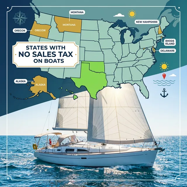 US map highlighting states with no sales tax on boat purchases