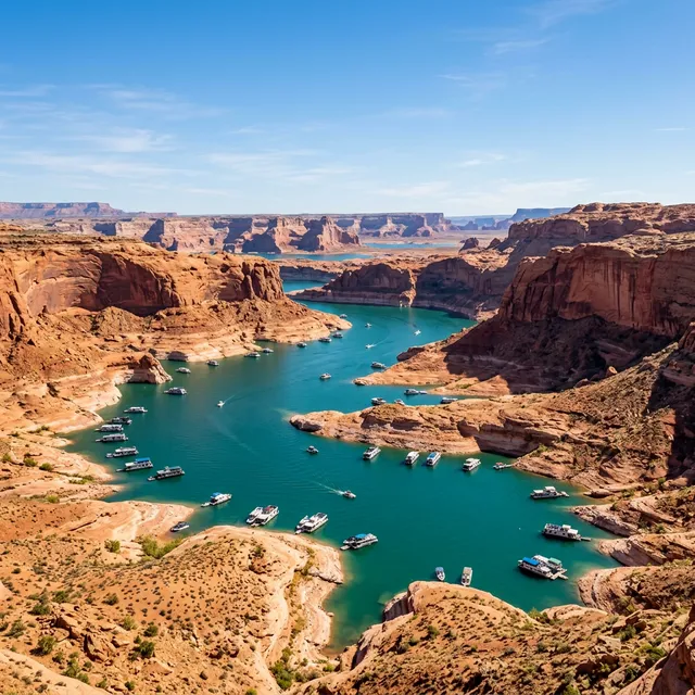 Scenic boating waterway in Arizona — recreational boats on the water