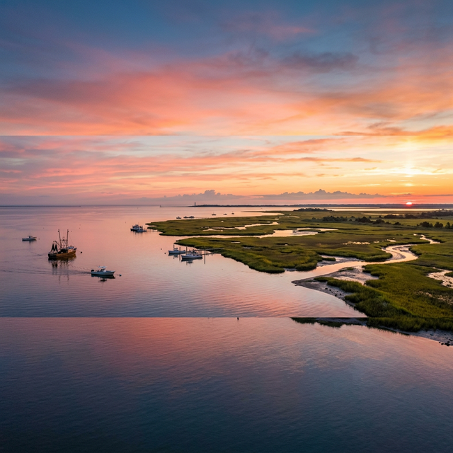 Scenic boating waterway in Delaware — recreational boats on the water
