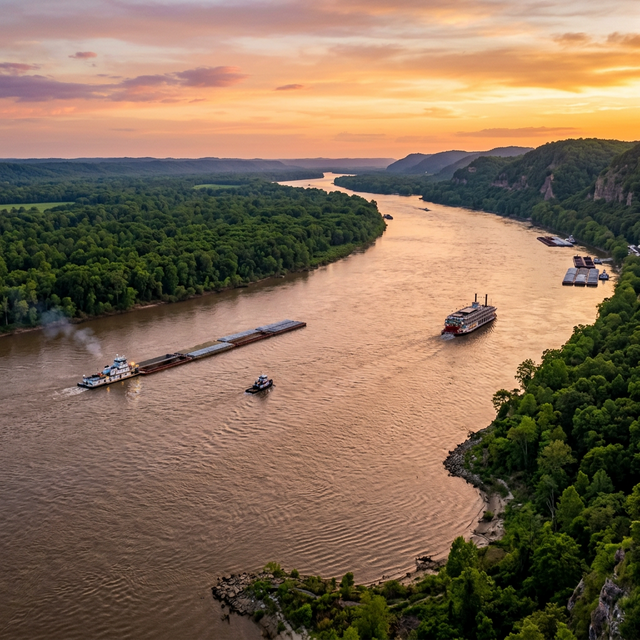 Scenic boating waterway in Mississippi — recreational boats on the water