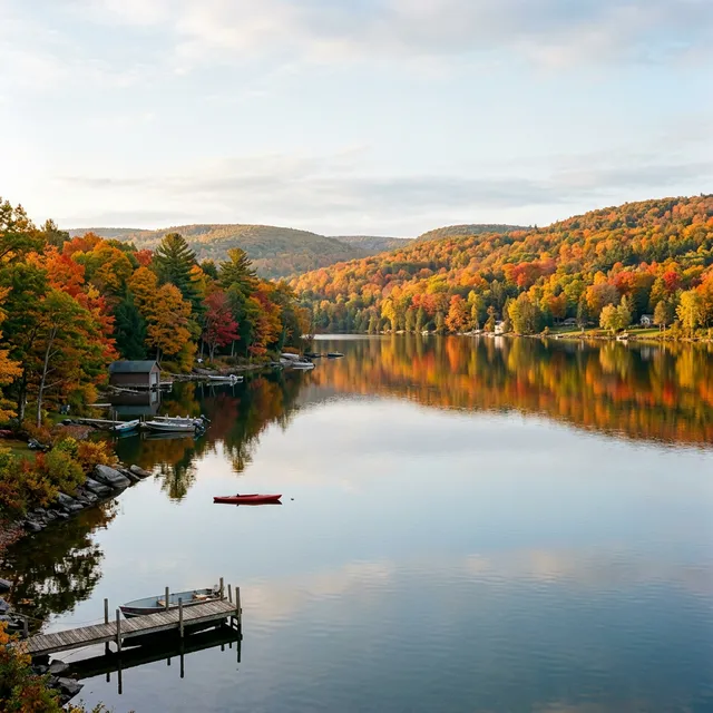 Scenic boating waterway in New York — recreational boats on the water