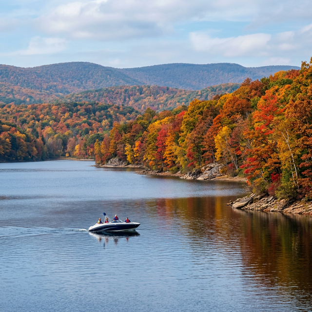 Scenic boating waterway in Pennsylvania — recreational boats on the water